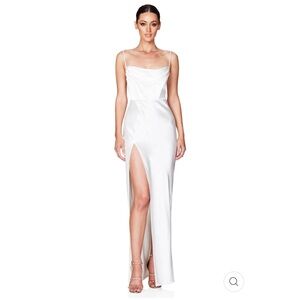 NWT Nookie Satin Dream Draped Gown in Ivory sz Medium $339